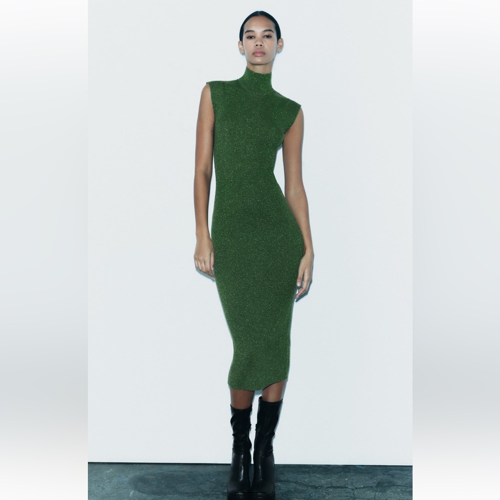 Zara NWT Knit Dress With Metallic Thread size M - Picture 2 of 10